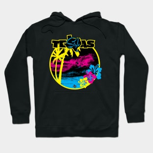 Texas Style Surfer with Palm Trees in CMYK Hoodie